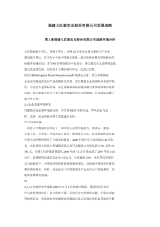 福建七匹狼实业股份有限公司发展战略