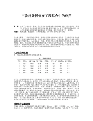 三次样条插值在工程拟合中的应用分析研究  工程管理专业