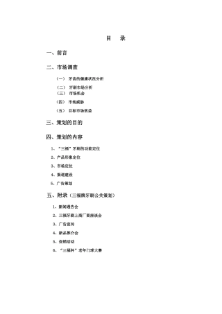 三福牙刷新品上市策划书