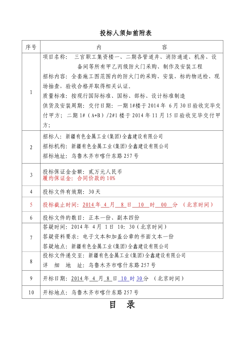 三宫职工集资楼一、二期各管道井、消防通道、机房、设备间等所有甲乙丙级防火门采购、制作及安装工程项目招投标资料_第1页