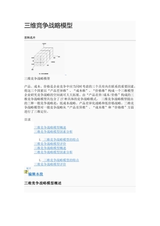 三维竞争战略模型分析研究  工商管理专业