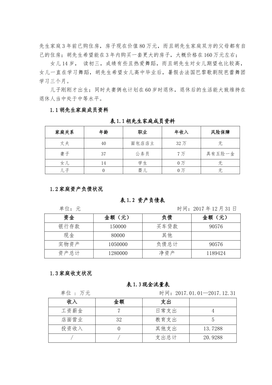 胡先生家庭理财规划方案设计和实现  金融管理专业_第3页