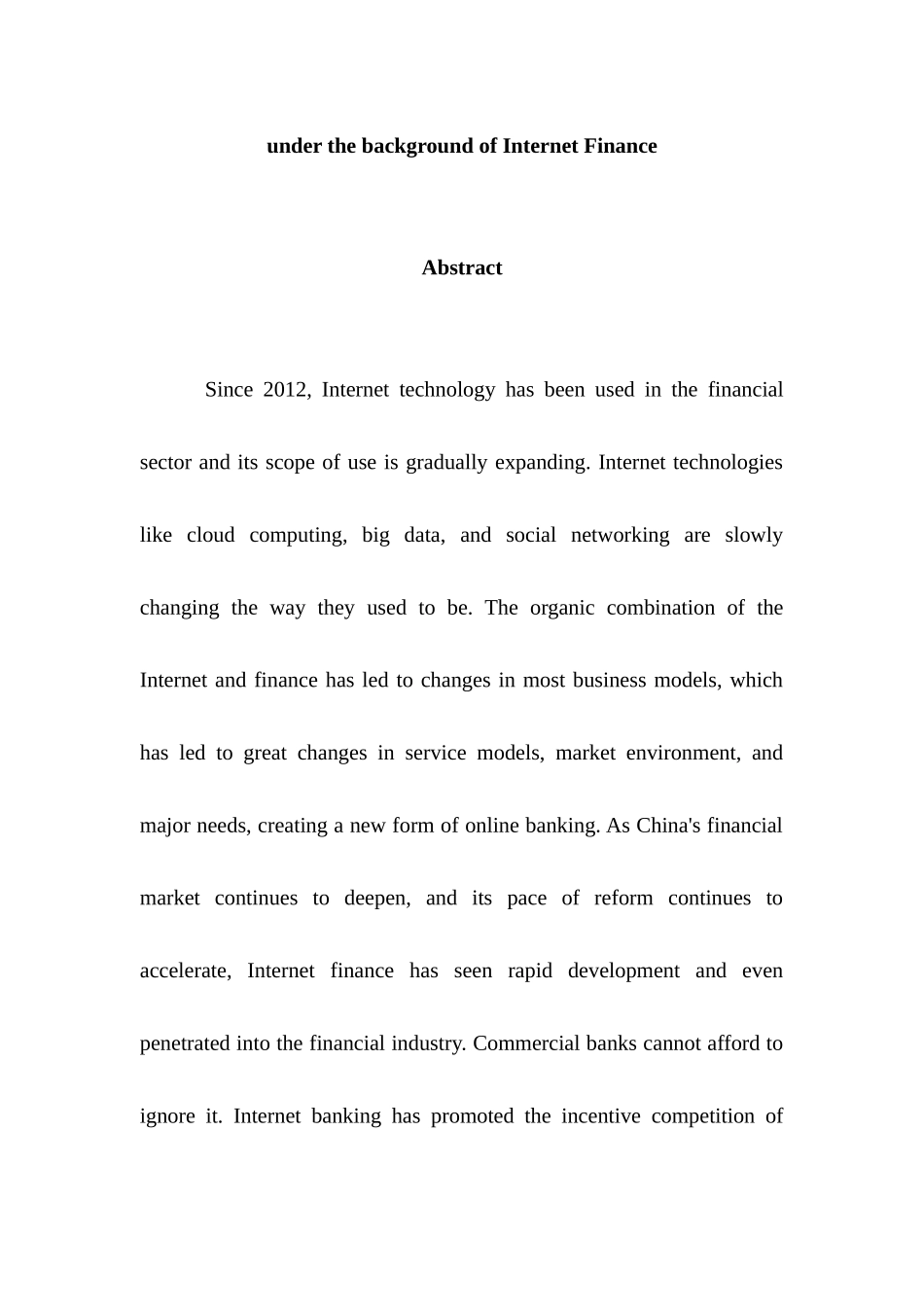 互联网金融背景下商业银行经营转型研究分析研究  财务会计学专业_第3页