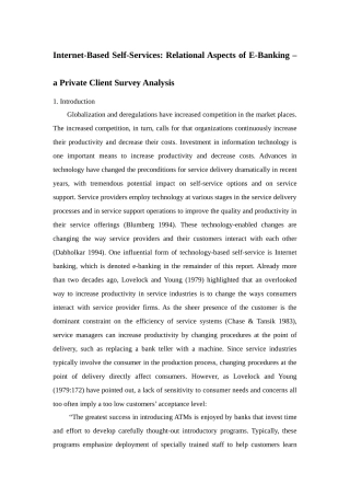 基于网络的自助服务：电子银行的相关方面私人客户的调查分析研究   财务管理专业