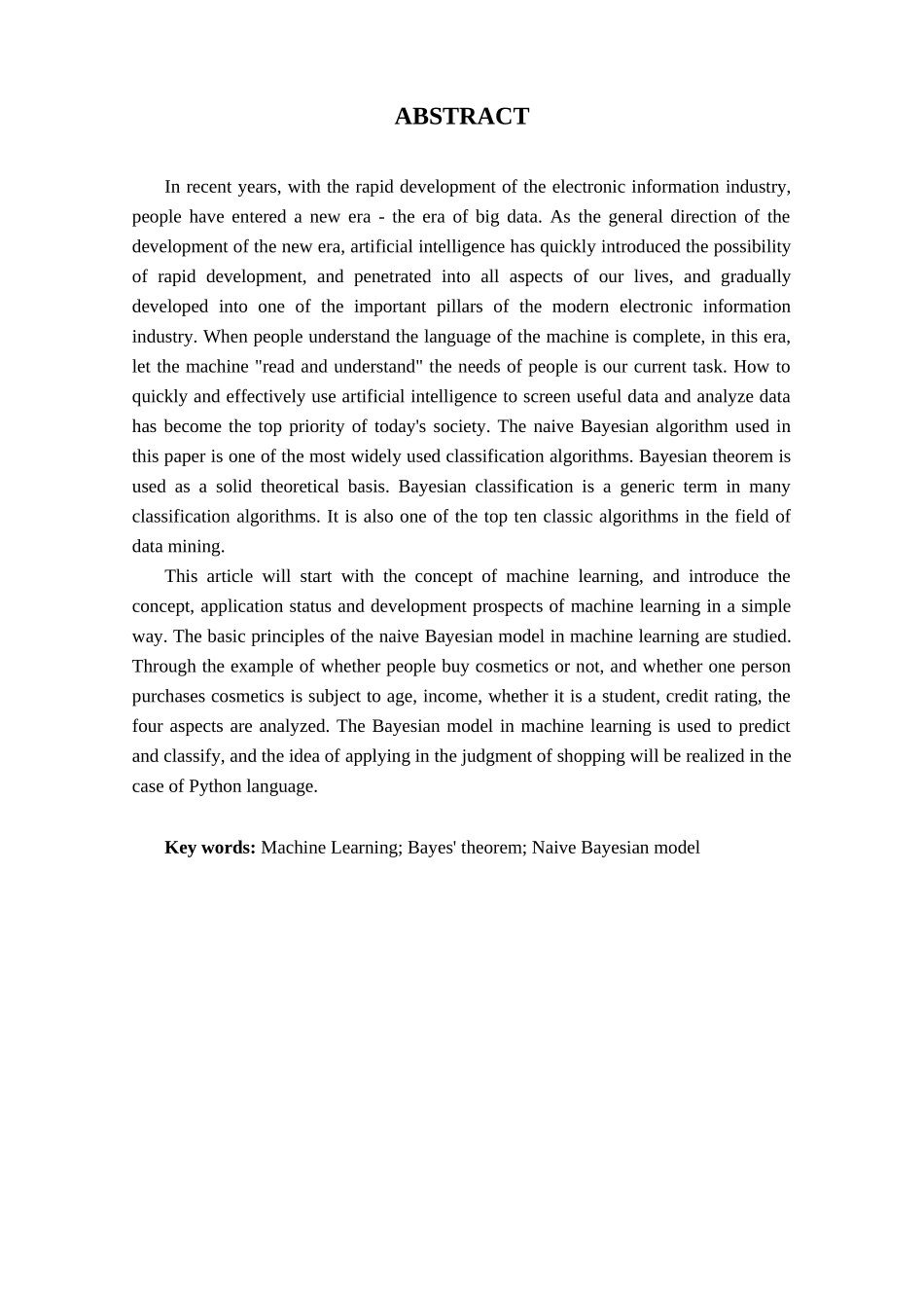 机器学习中朴素贝叶斯模型的应用研究分析  机械自动化专业_第2页