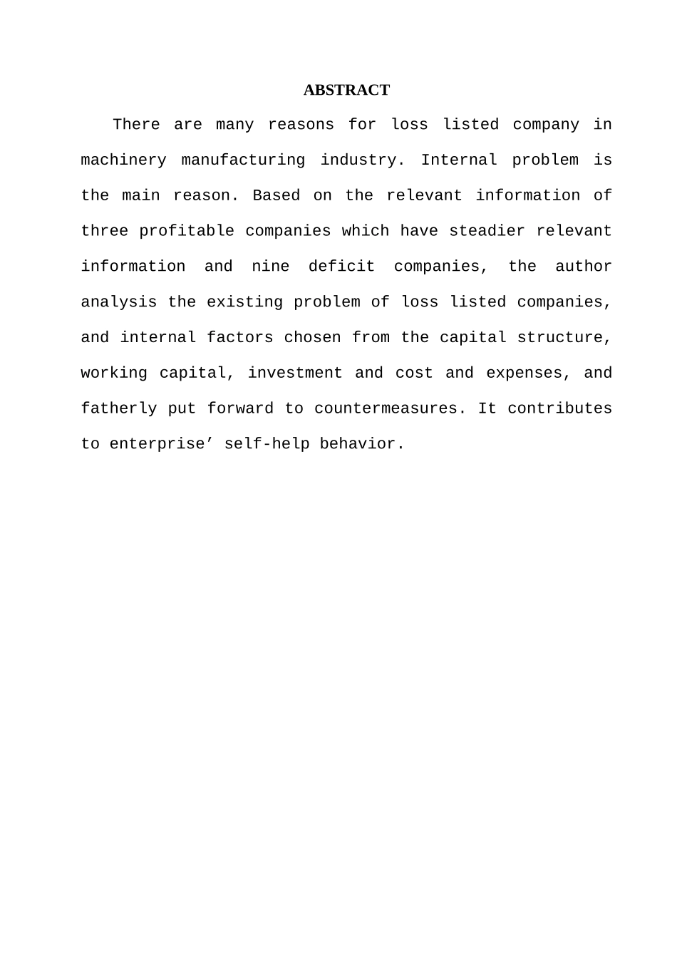 机械制造业上市企业亏损的内因浅析分析研究   财务会计学专业_第3页