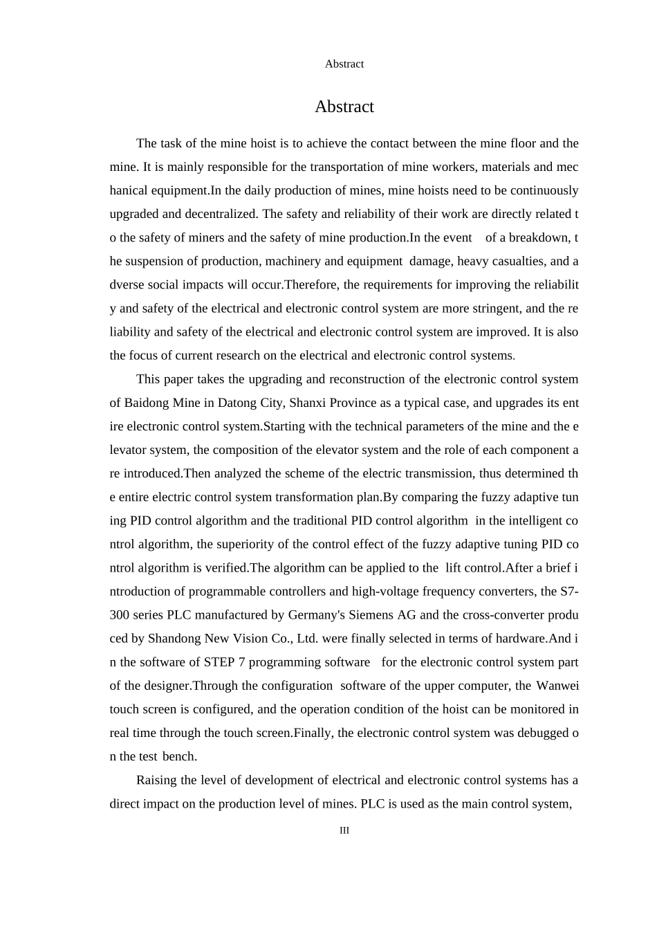 基于 PLC 矿井提升机智能型电控系统的设计与研究分析   电气自动化专业_第3页