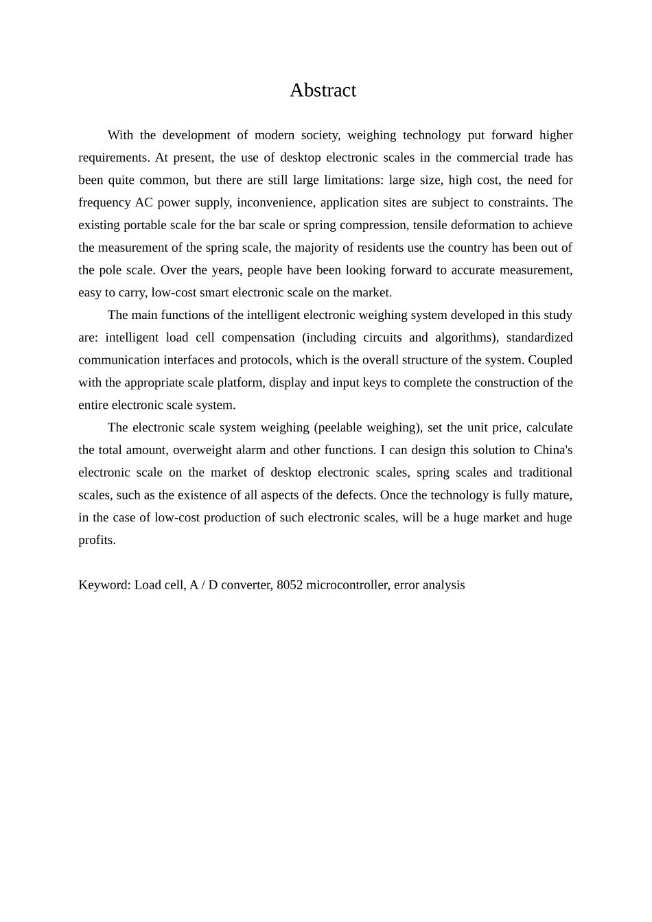 基于ARM的智能电子秤系统的设计与实现分析研究 计算机科学与技术专业_第3页