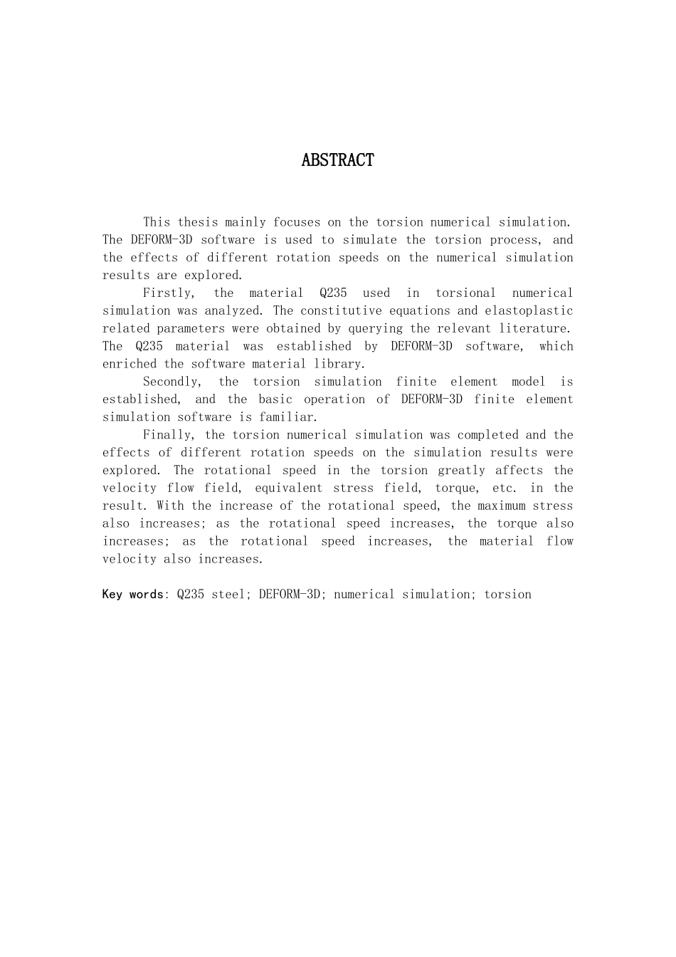 基于Deform3D扭转试样的数值模拟研究分析  计算机科学与技术专业_第2页