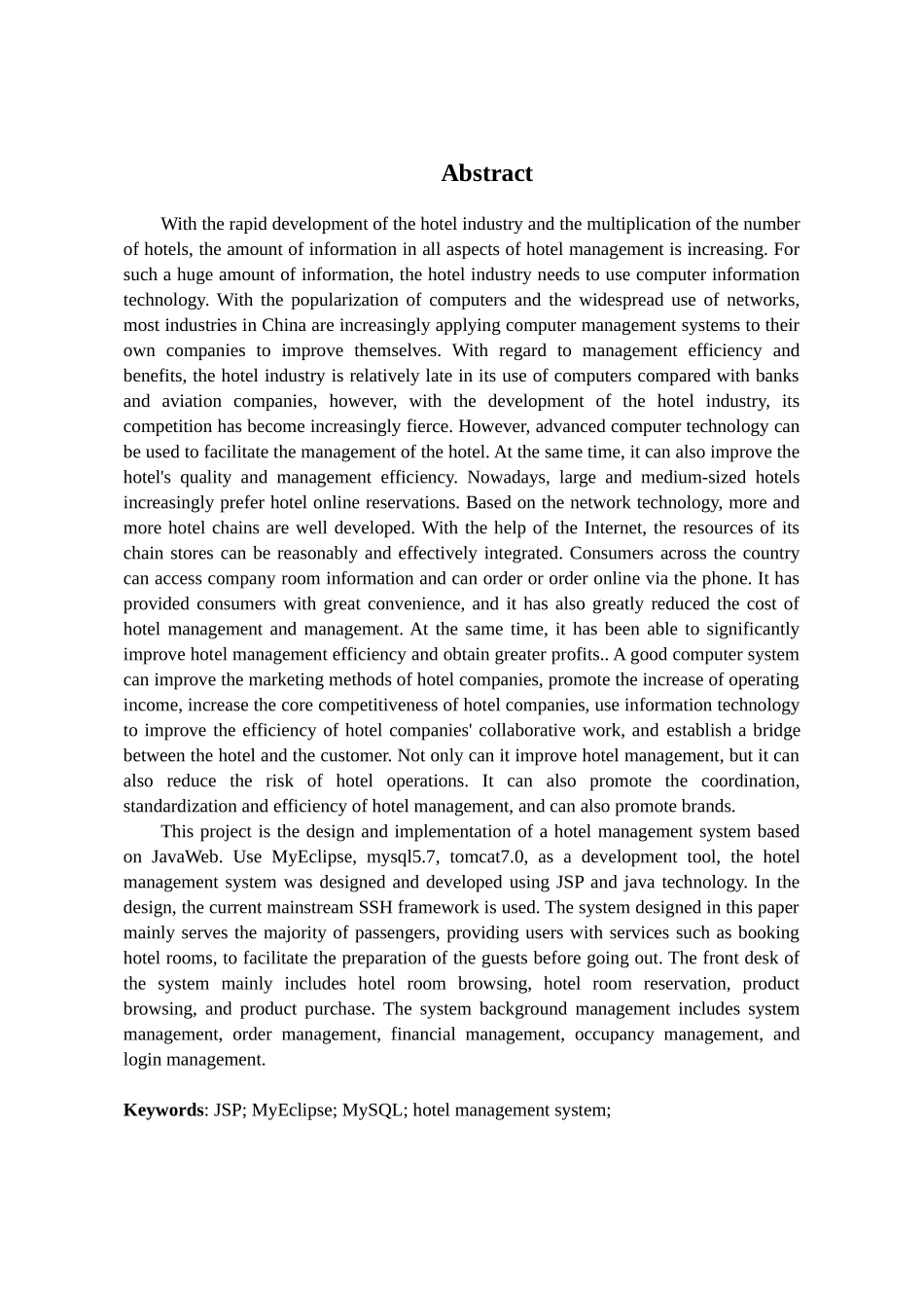 基于JavaWeb的酒店管理信息系统的设计与实现分析研究  计算机科学与技术专业_第2页