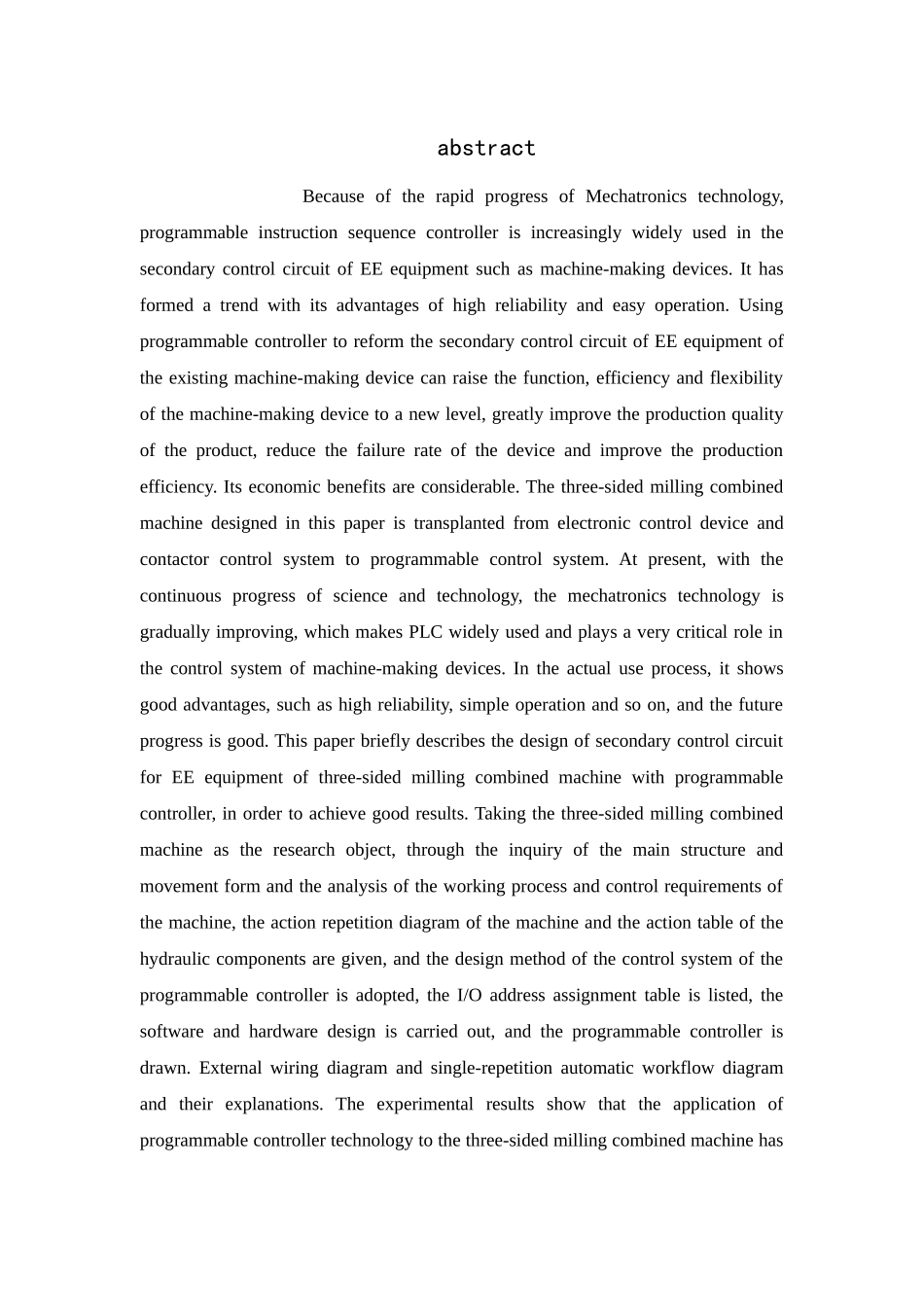 基于plc的三面铣的电气控制系统设计分析研究  电气工程自动化专业_第2页