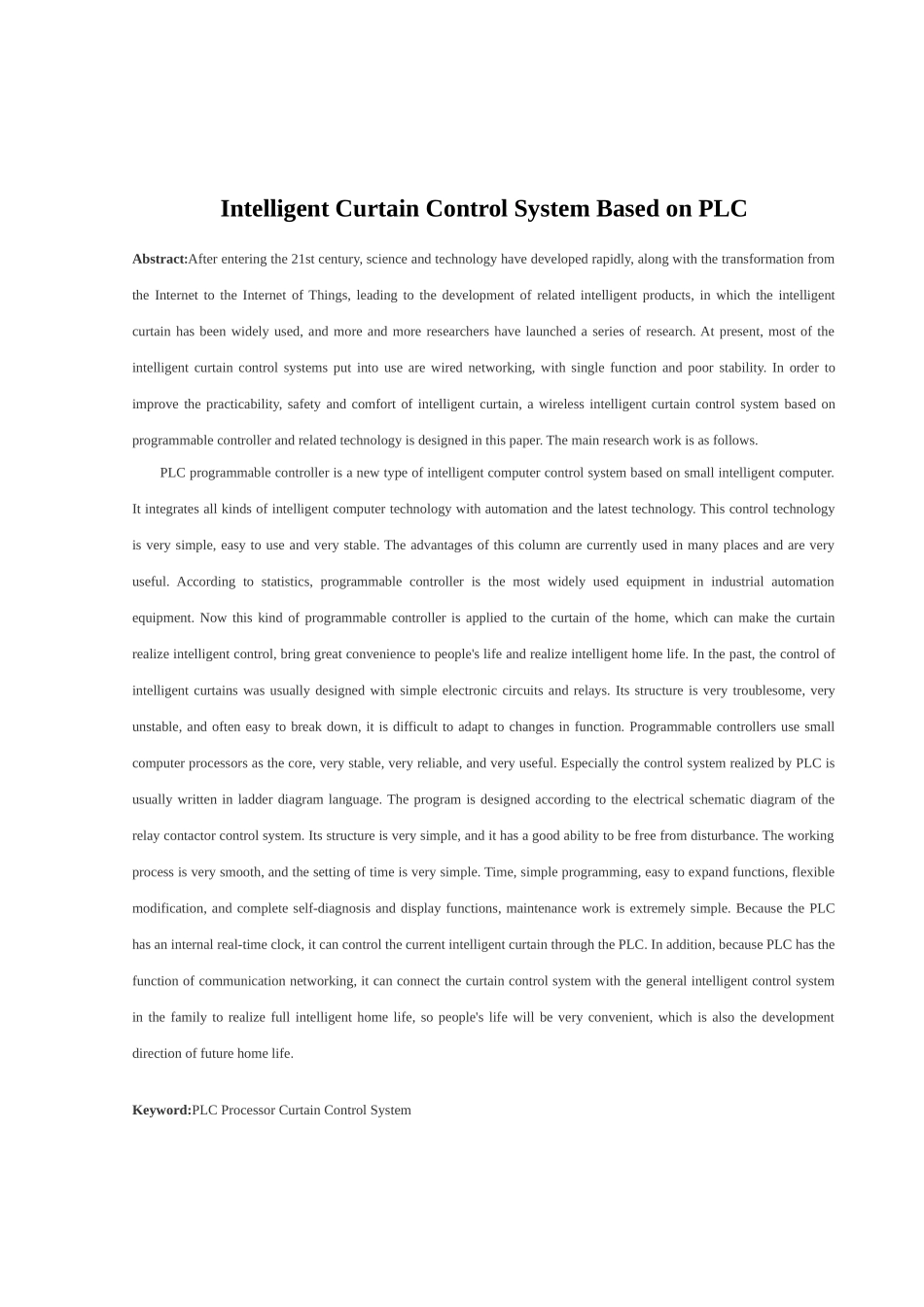 基于PLC的智能窗帘控制系统分析研究  电气工程自动化专业_第2页