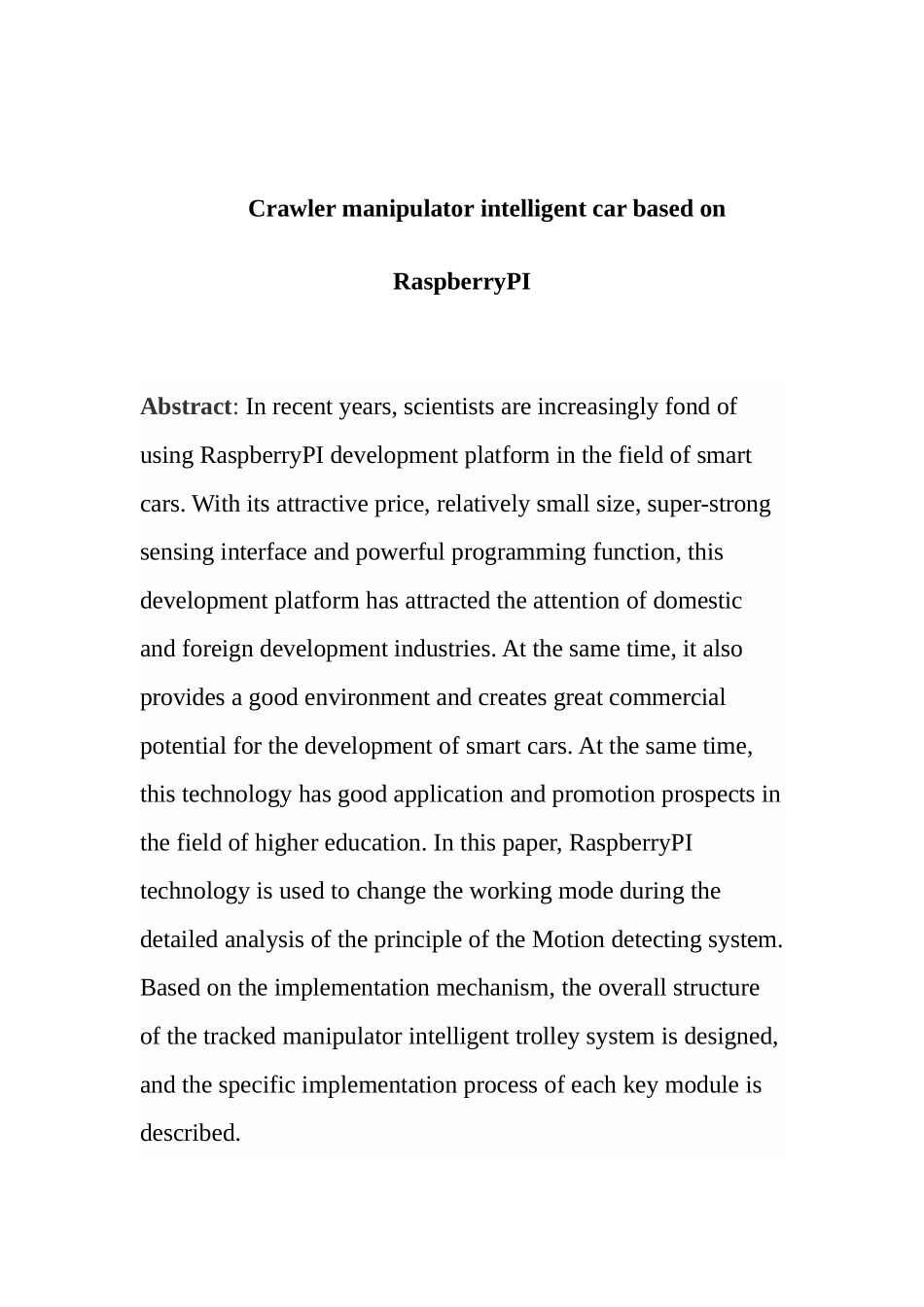基于RaspberryPI的履带式机械臂智能小车分析研究  电气自动化专业_第2页