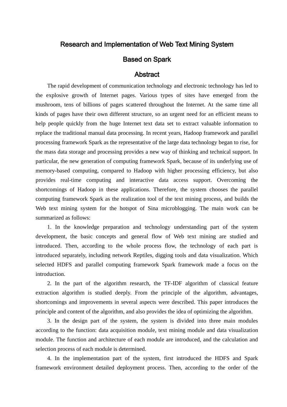 基于Spark的Web文本挖掘系统的研究与实现分析研究   计算机科学与技术专业_第2页