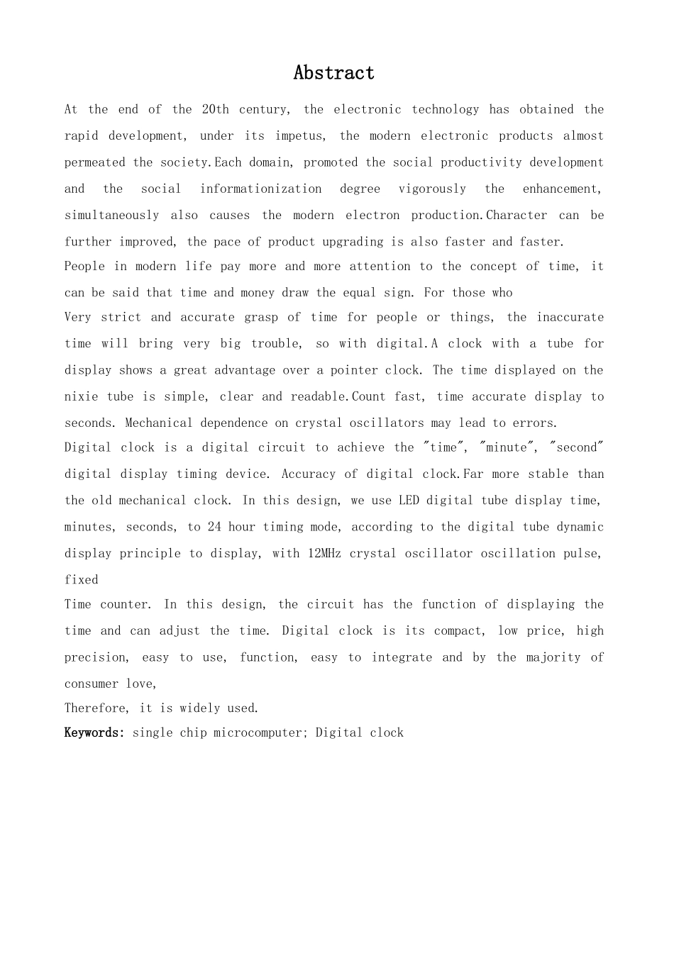 基于单片机的多功能数字电子数字电子时钟系统设计分析研究  电子信息工程管理专业_第3页