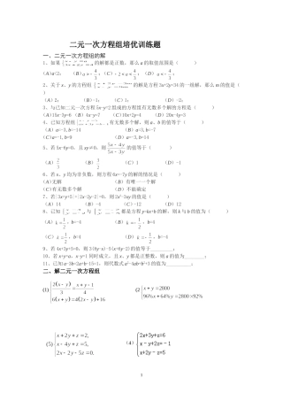 二元一次方程组培优训练题