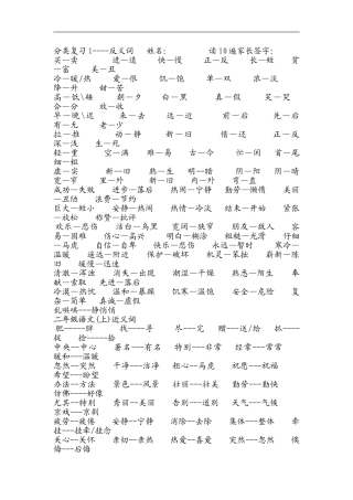 分类复习1----反义词 