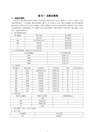 会计软件操作练习题