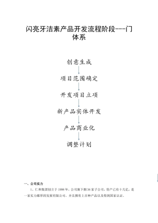 闪亮牙洁素产品开发流程阶段---门体系