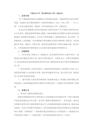 中国农业大学“青年教师成长工程”实施办法