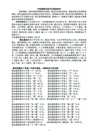 中国清朝古钱币价格表参考