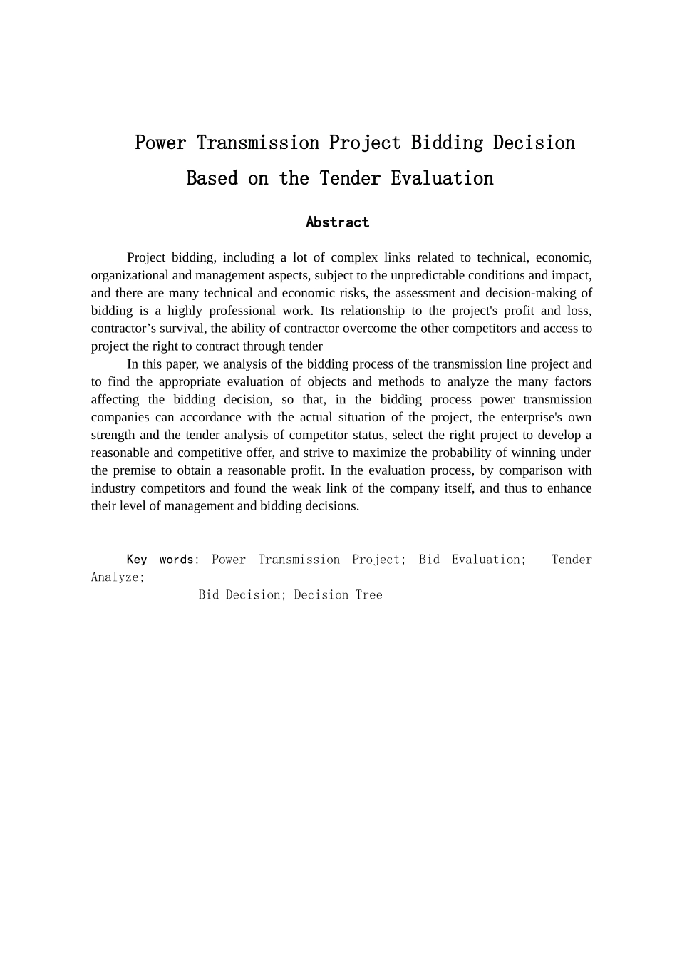基于投标评价的输变电工程投标决策研究分析   电气工程管理专业_第3页