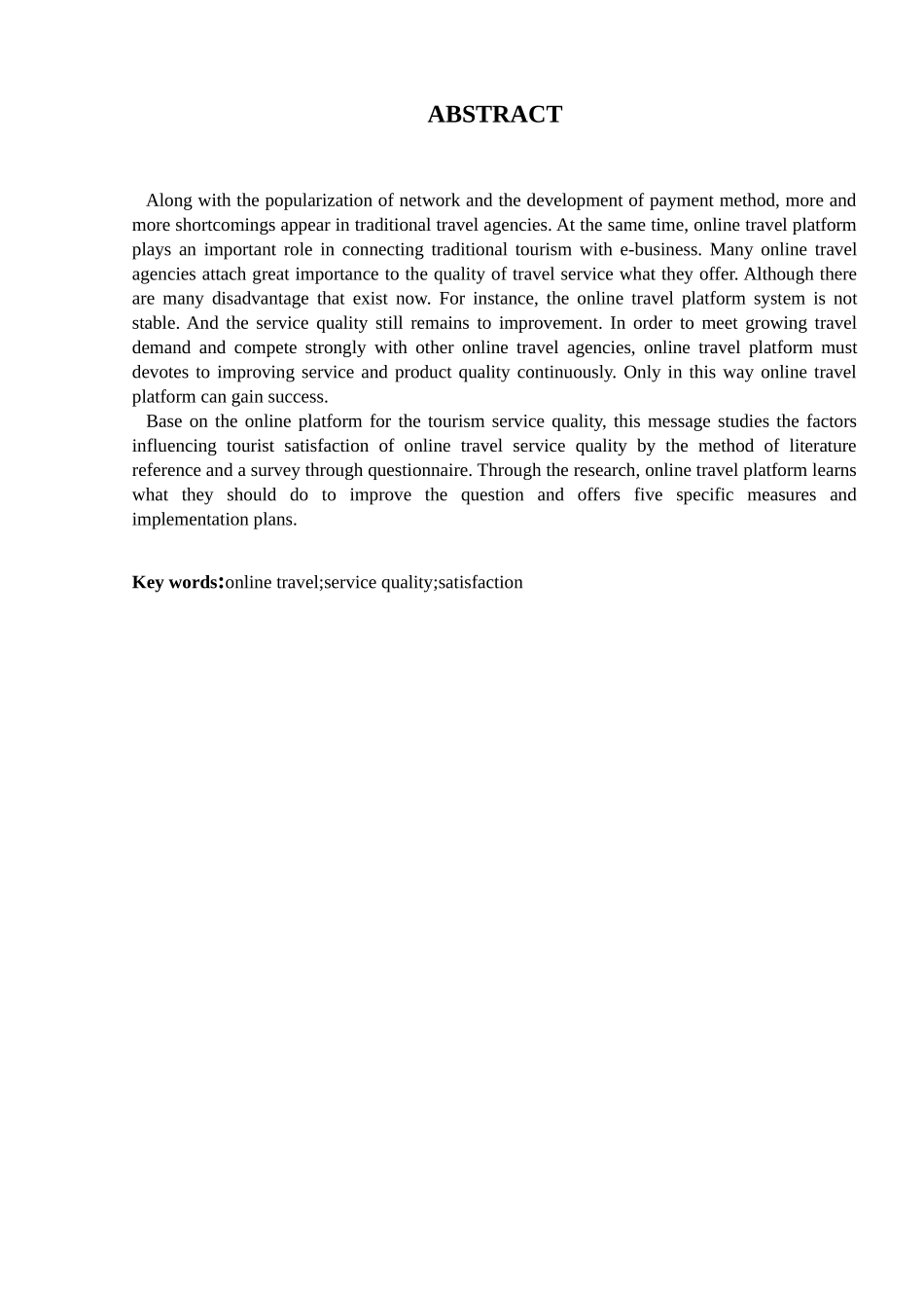 基于游客满意度的旅游在线服务质量提升的研究分析   旅游管理专业_第3页