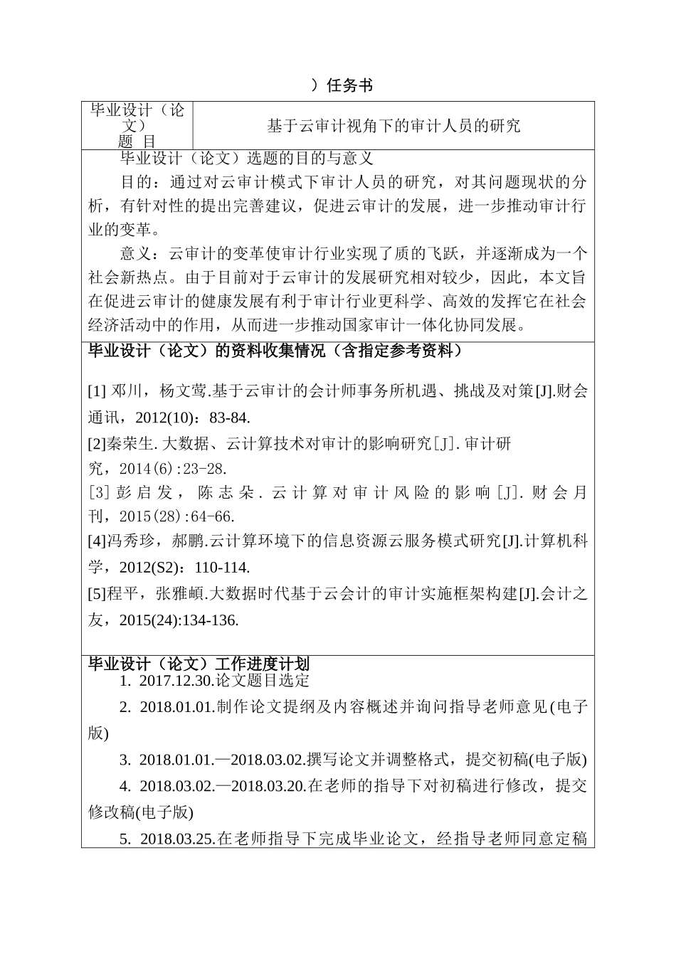 基于云审计视角下的审计人员研究分析  财务会计学专业_第1页