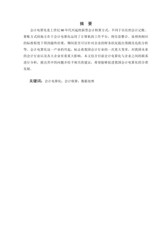 加快我国会计电算化发展的探讨分析研究  财务会计学专业
