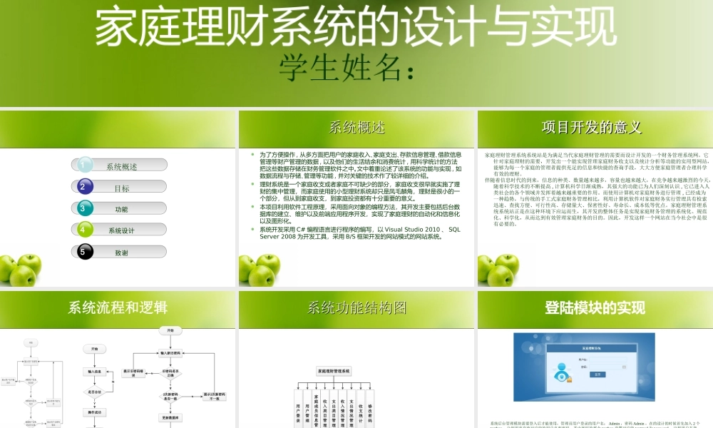 家庭理财系统的设计与实现分析答辩稿