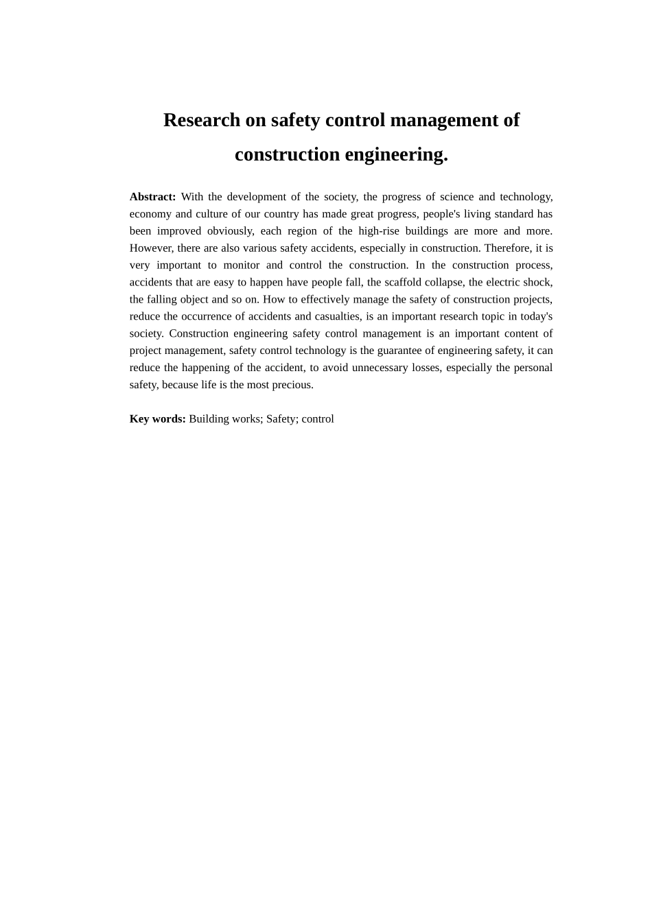 建筑工程安全控制管理的研究分析 工程管理专业_第2页