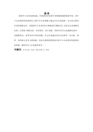 中小企业经营战略的思考分析研究  工商管理专业