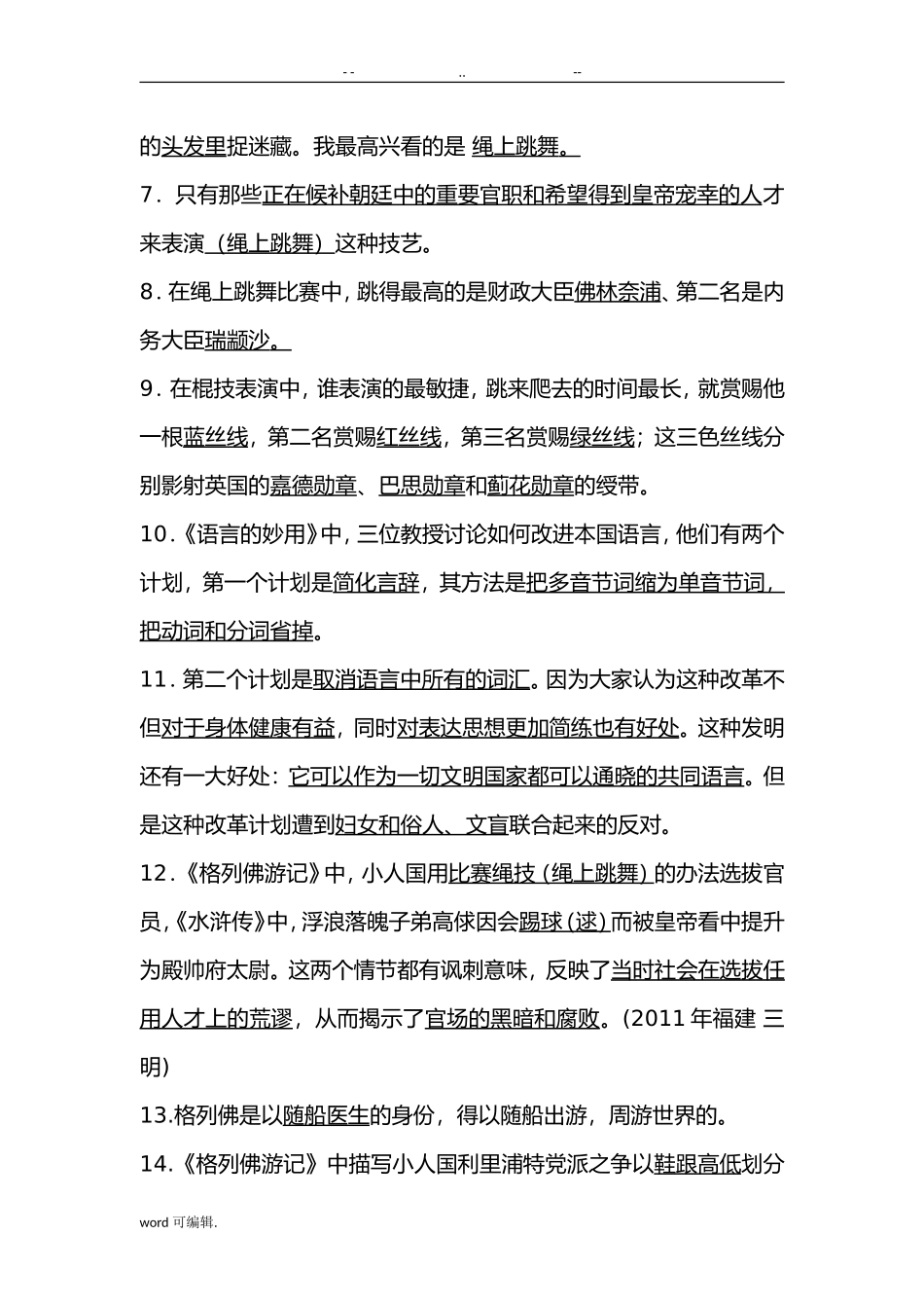 《格列佛游记》课外阅读题库_第2页
