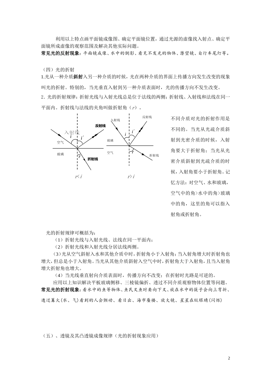 初中《光》复习知识点汇总_第2页