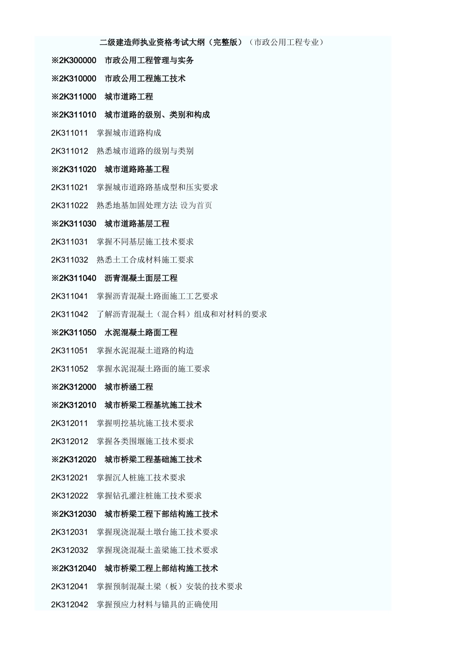 二级建造师执业资格考试大纲（完整版）（市政公用工程专业）_第1页