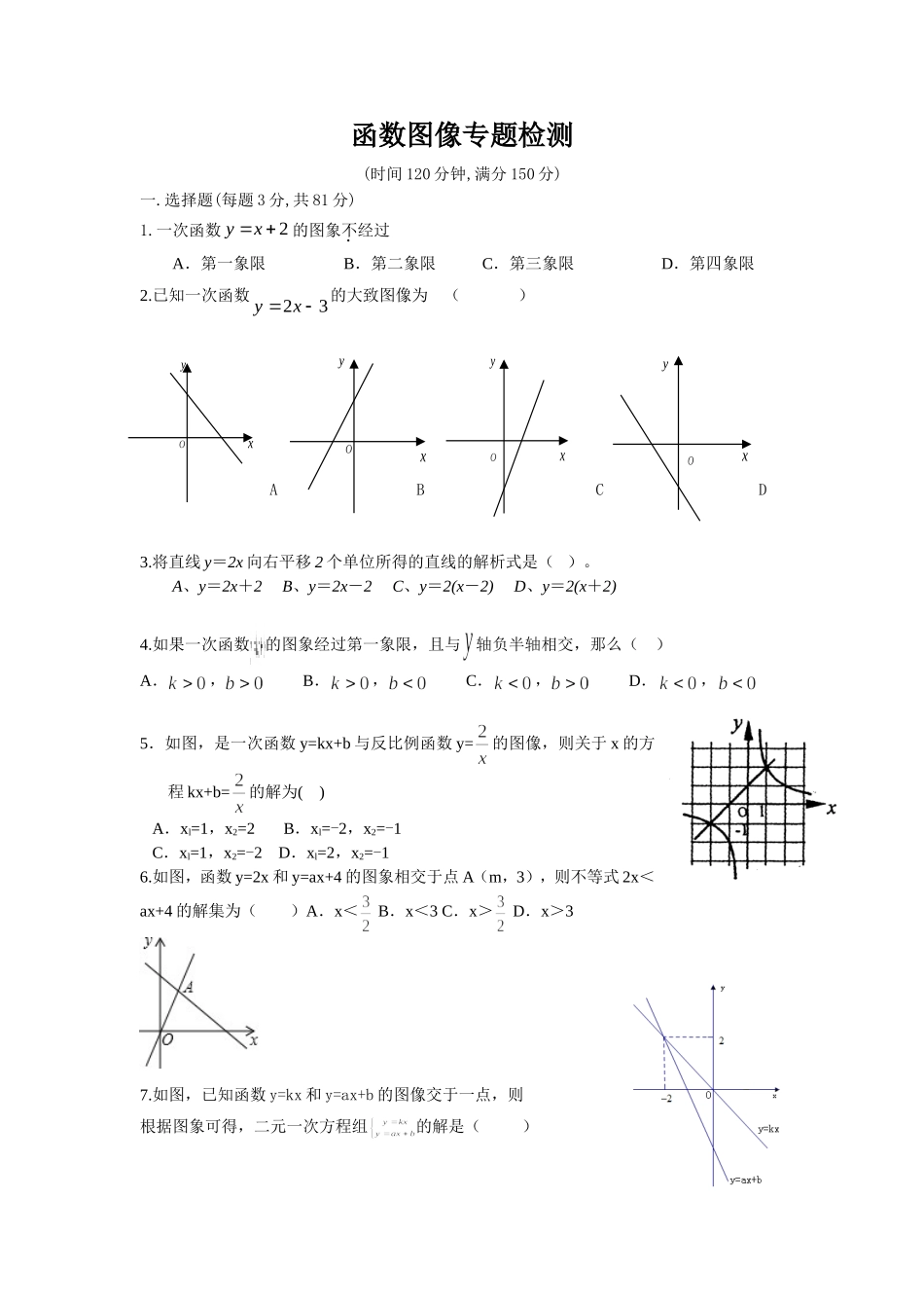 函数图像专题检测测试题_第1页