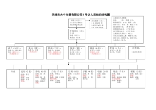 天津市大中电器有限公司1号店人员组织结构图