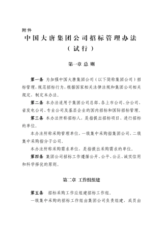 中国大唐集团公司招标管理办法