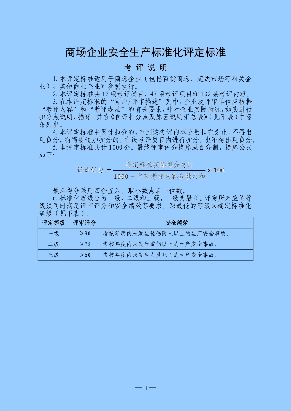 商场企业安全生产标准化评定标准_第1页