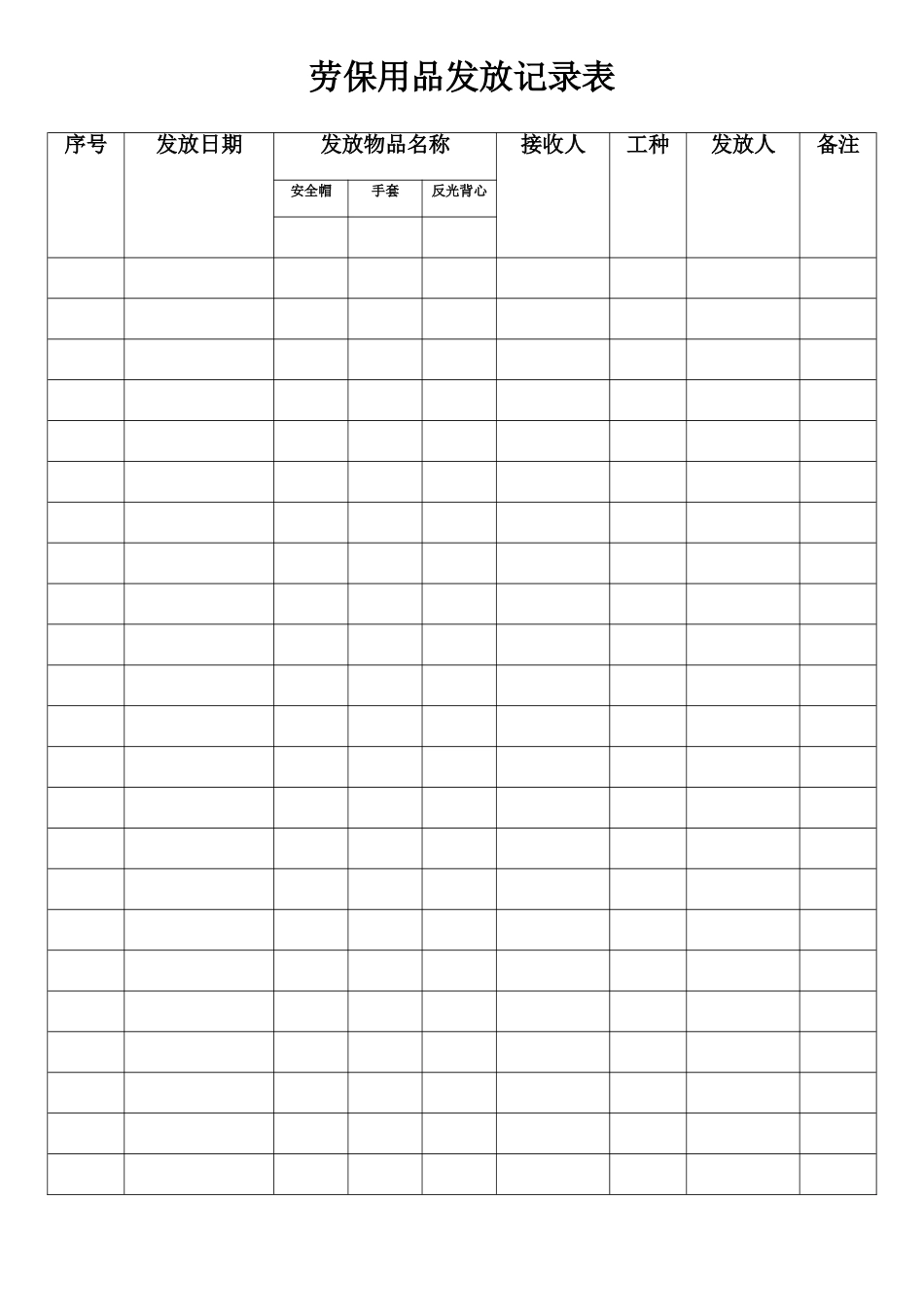 026.劳保用品发放表格及管理制度_第1页