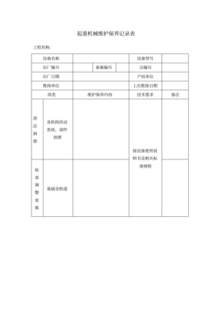 起重机械维护保养记录表