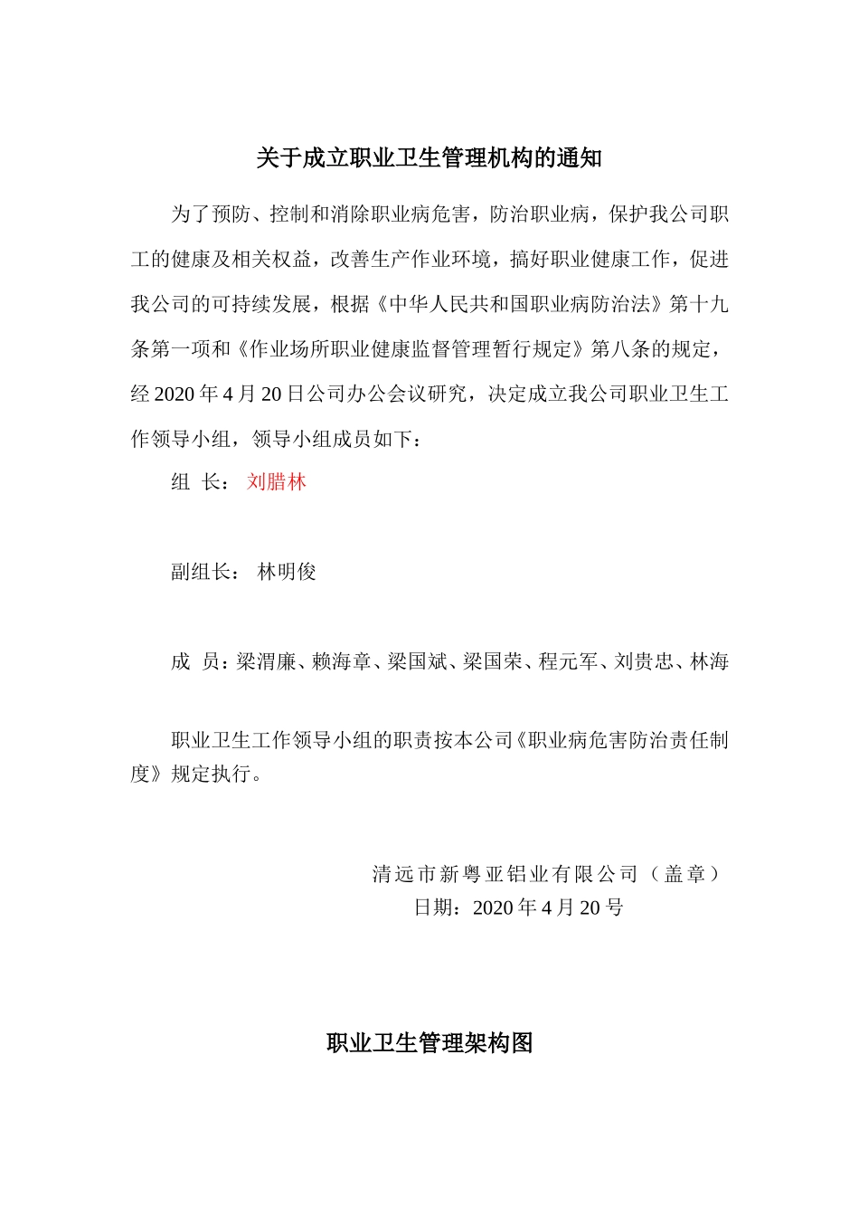 3-职业病防治领导机构及职业卫生管理机构成立文件_第1页