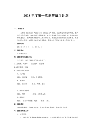 2018年度第一次消防演练计划