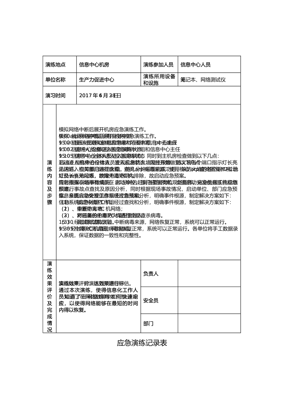 应急演练记录表(含内容)_第2页