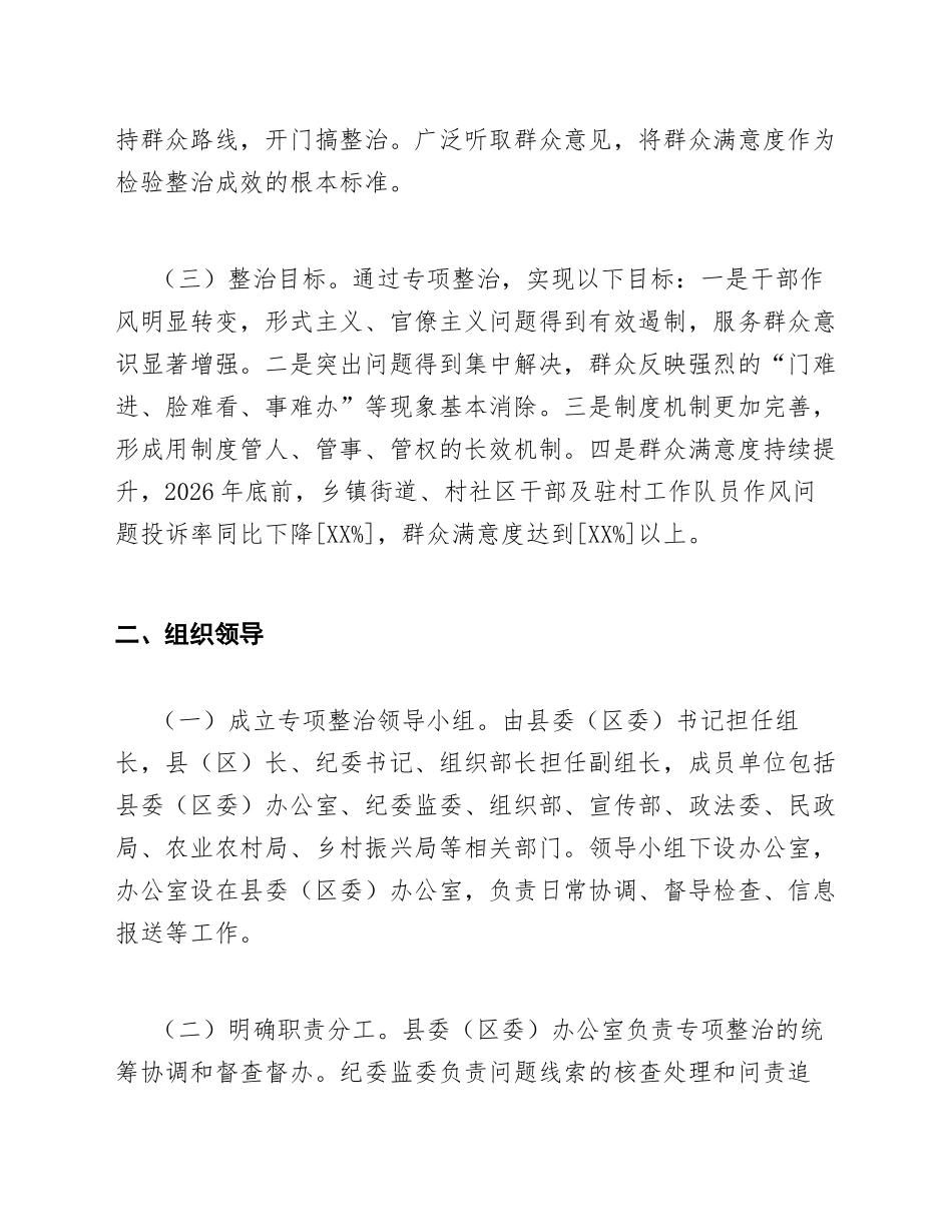2026年关于开展乡镇街道村社区干部和驻村工作队员作风问题专项整治的实施方案的通知（含Word模板）_第2页