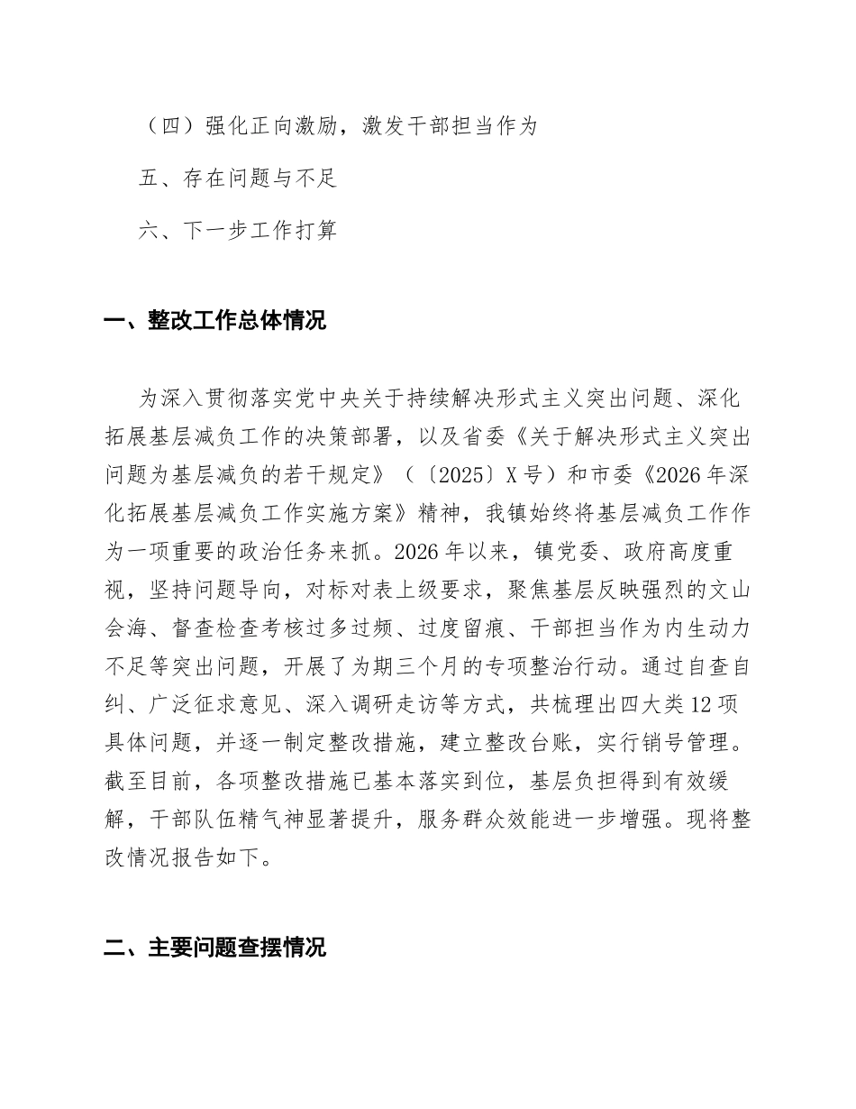 2026年乡镇关于申请基层减负相关问题的整改报告（含问题清单与整改台账）_第2页