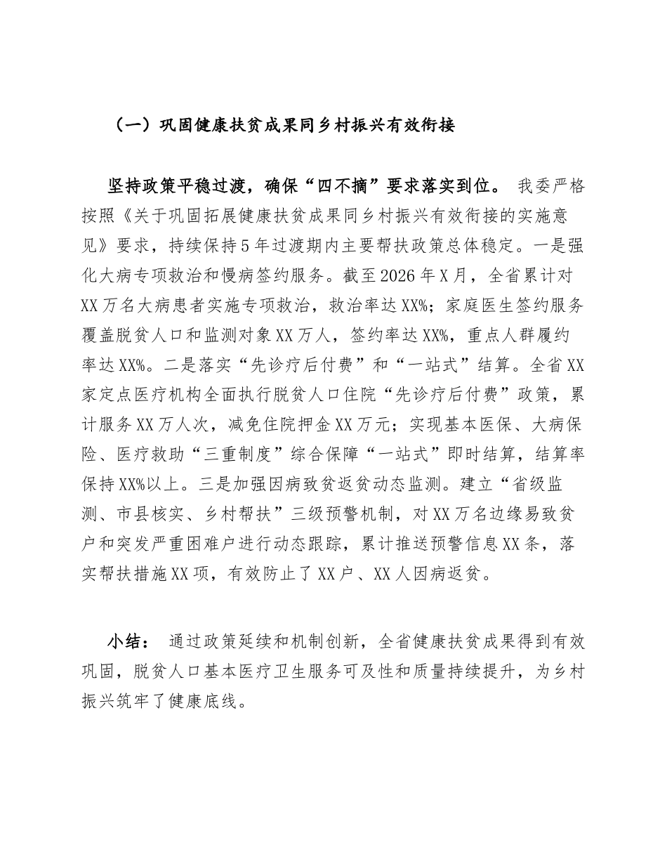 2026年XX省卫生健康委员会乡村振兴战略实绩考核自查报告（含问题整改清单模板）_第2页