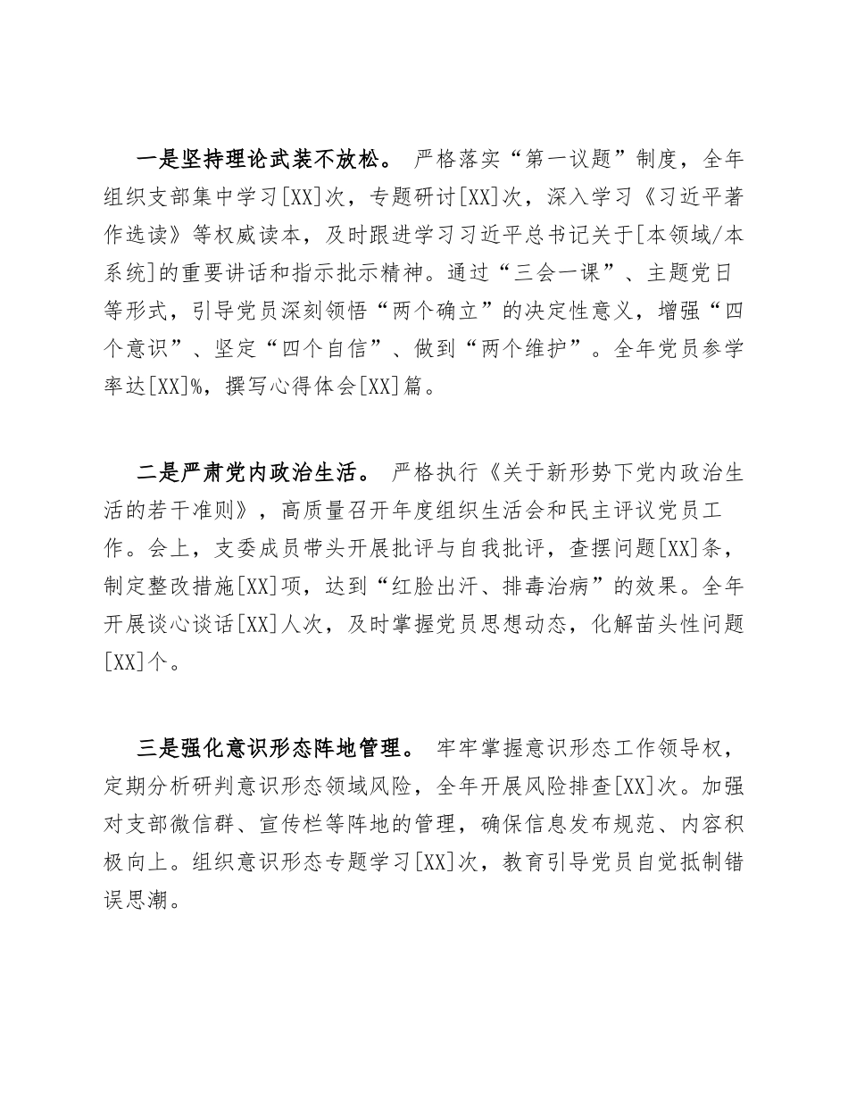 2026年度党支部书记抓基层党建工作述职报告（含述职要点与模板）_第2页