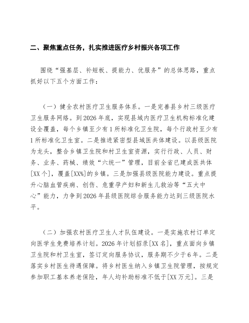 2026年医疗乡村振兴专题讨论发言稿（含政策依据与工作部署）_第3页