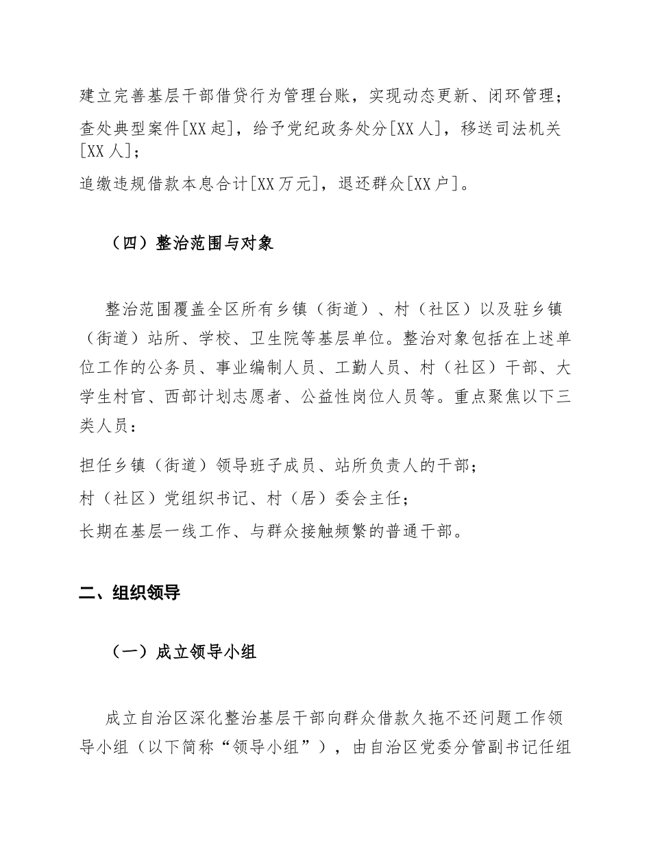 2026年自治区深化整治基层干部向群众借款久拖不还问题工作方案（含实施细则模板）_第3页
